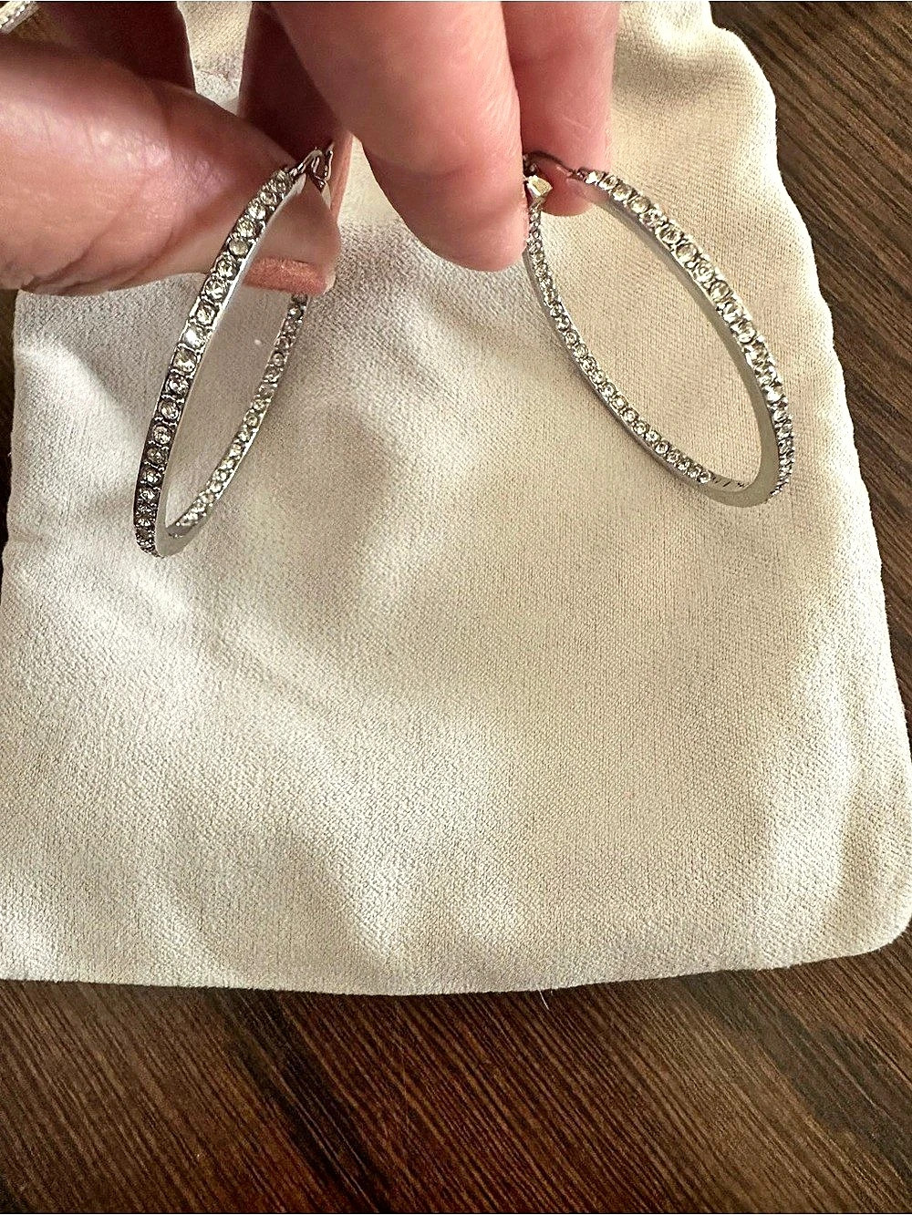 c & i Rhinestone Hoop Earrings in Silver
